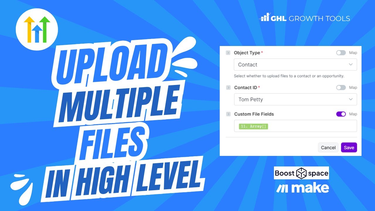 Make.com workflow for uploading multiple files to HighLevel custom fields