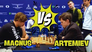 Magnus Carlsen VS Artemiev  || World Blitz Chess 2023 - R7