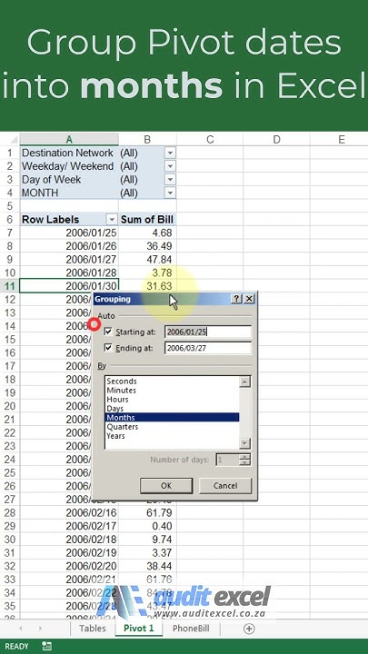 Group Pivot Table dates into months WITHIN the Pivot Table - YouTube