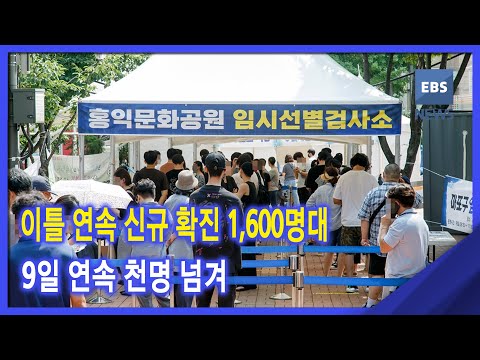 2021. 07. <strong>15</strong>. 이틀 <strong>연속</strong> 신규 확진 1,600명대‥9일 <strong>연속</strong> 천 명 넘겨