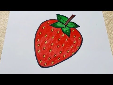 Strawberry ,How to draw strawberry step by step for kids,by watercolour pens,for beginners.