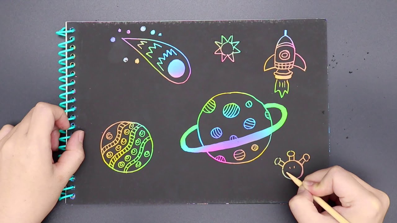 Scratch Art  How to Draw Space Step by Step  Easy Drawings  YouTube