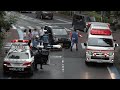 歩行者妨害を取締った直後の覆面パトカーの目の前で人身事故が発生!一部通行止めにし救急車・パトカーが駆け付け救急搬送・現場検証・事故処理を終えるまでの全記録!