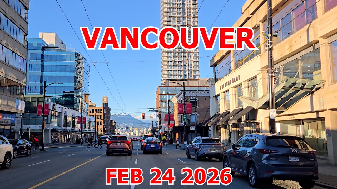 Vancouver Drive: Granville Street South to North from Marpole to Neon Lights Downtown, Feb 24 2026
