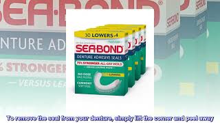 Sea-Bond Secure Denture Adhesive Seals, Fresh Mint Lowers, Zinc Free, All Day Hold, Mess Free