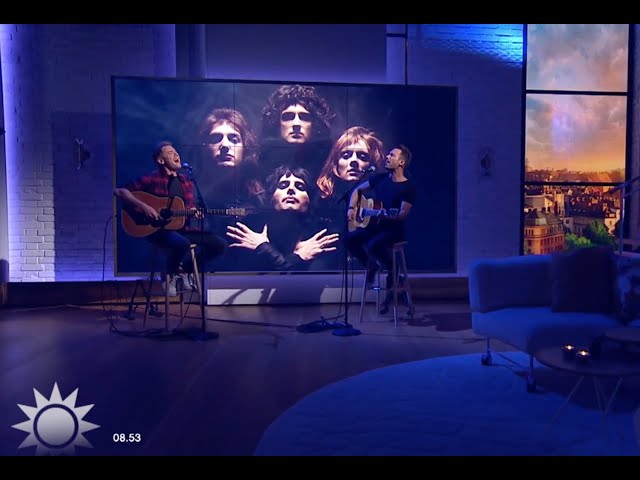 Peter u0026 Bruno I WANT IT ALL- Live TV4 Nyhetsmorgon (QUEEN acoustic cover) class=