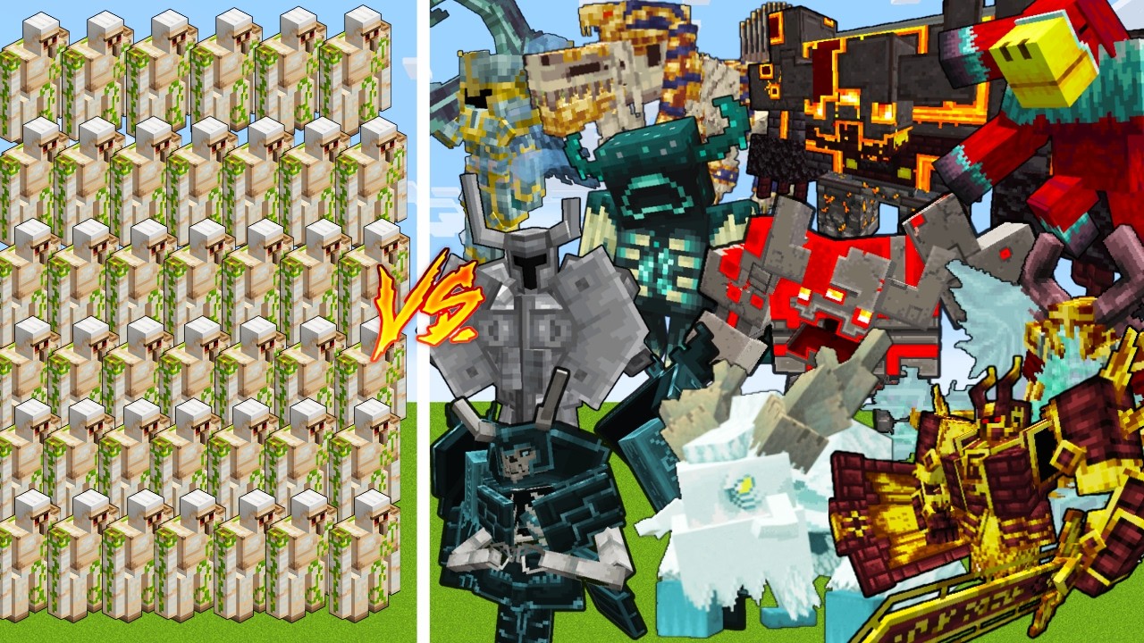100 Iron Golem VS All Bosses / Minecraft Mob Battle - YouTube