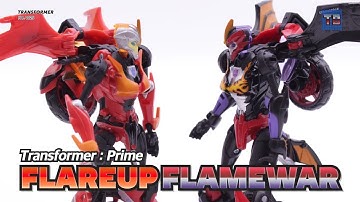 Female Transformer (6) : Transformer : Prime FLAREUP / FLAMEWAR! Motorbike robot toy video reivew!