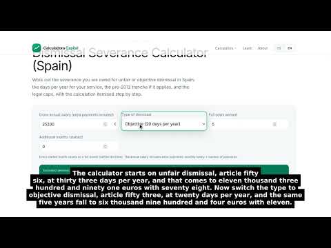 Dismissal Severance Calculator (Spain)