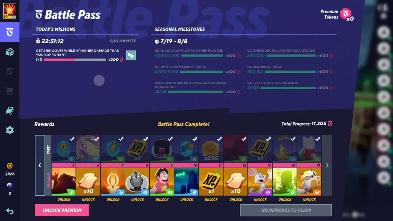 Multiversus completing pre season Battlepass