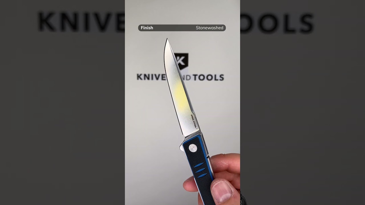 Real Steel Kikashi 8071DS Stonewashed 14C28N, Black Blue G10, pocket knife