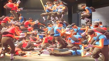 I Made 100 Scout Bots Fight In 2fort... It Was Chaos