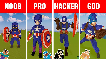 Minecraft NOOB vs PRO vs HACKER vs GOD: CAPTAIN AMERICA BUILD CHALLENGE in Minecraft / Animation