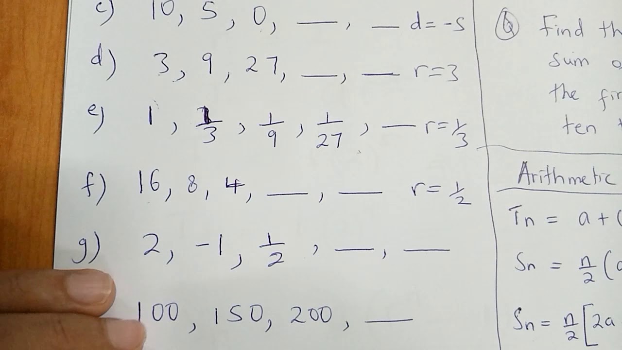 PRACTICE SOME SEQUENCES AND SERIES - YouTube