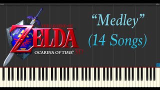 Video thumbnail of "The Legend of Zelda: Ocarina of Time - Medley [14 Songs] (Piano Tutorial Synthesia)"