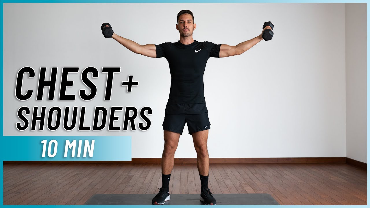 10 MIN HOME CHEST & SHOULDERS WORKOUT (NO EQUIPMENT BODYWEIGHT WORKOUT!) 