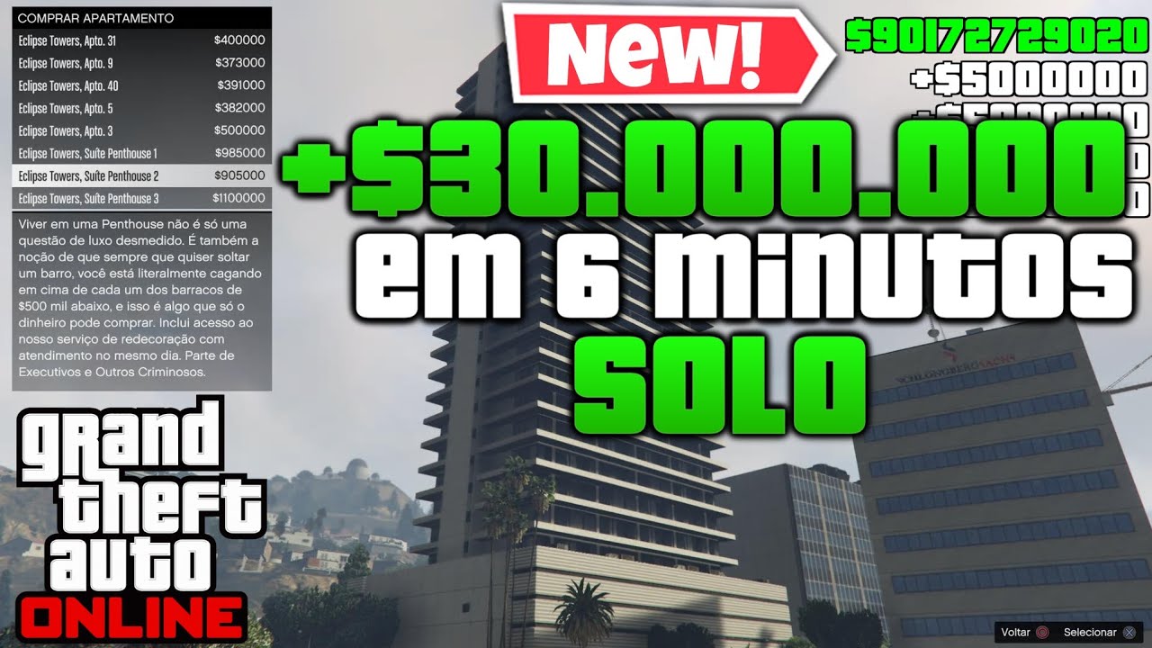 CÓDIGO DE DINHEIRO NO GTA 5 SAAAIU 100 MILHÕES SOLO EM MINUTOS GLITCH DE DINHEIRO  GTA 5 ONLINE SOLO 