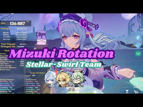 C2 Mizuki Rotation | Stellar-Swirl Team with Odette and Cryo MC | Genshin Impact