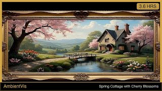 Spring Cottage with Cherry Blossoms 🖼️ 3.6 Hours | Framed Oil Painting | Soft Piano Ambience screenshot 5
