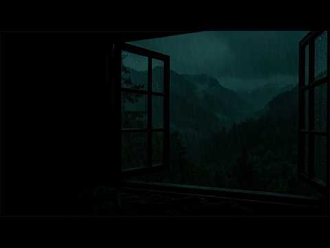 Cozy Rain in Outdoor on the Bedroom Window | Relax Warm Night Ambience for Sleeping