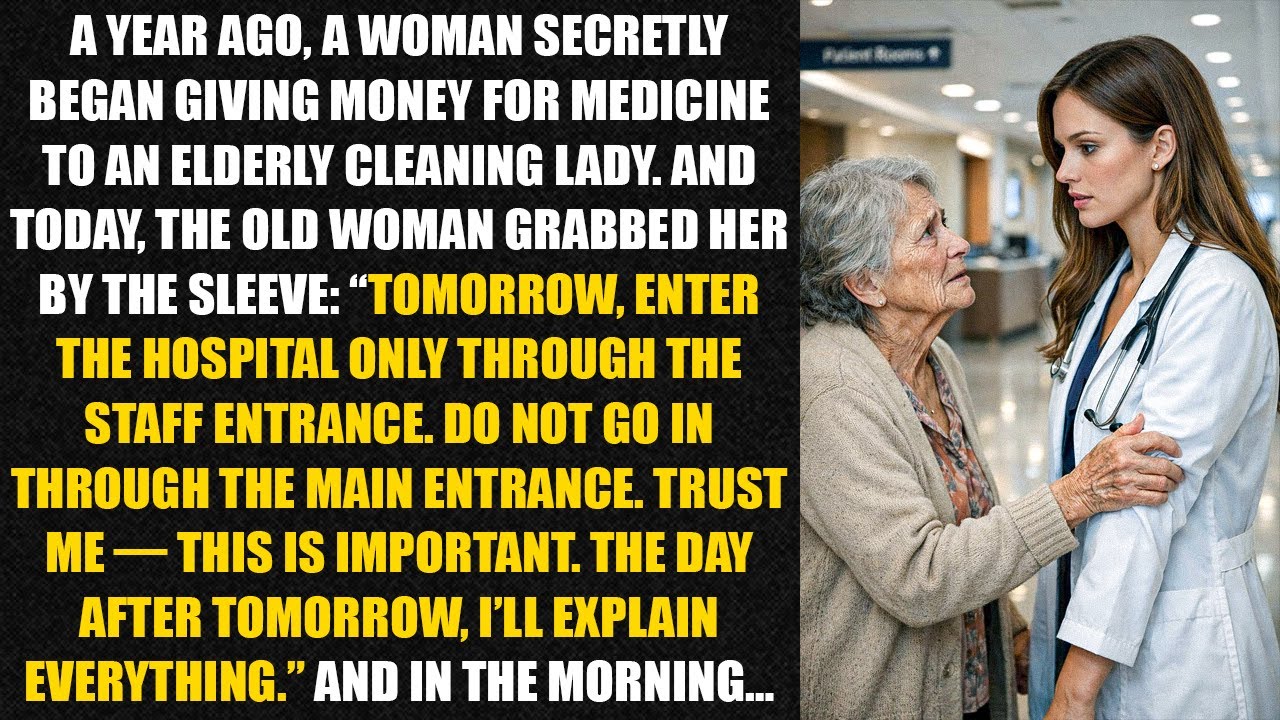 A year ago, a woman secretly began giving money for medicine to an elderly cleaning lady...