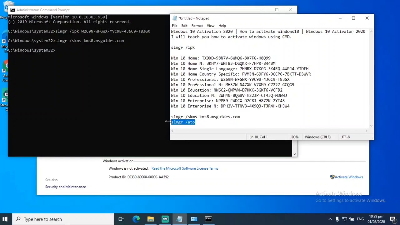 how to activate windows 10 through cmd