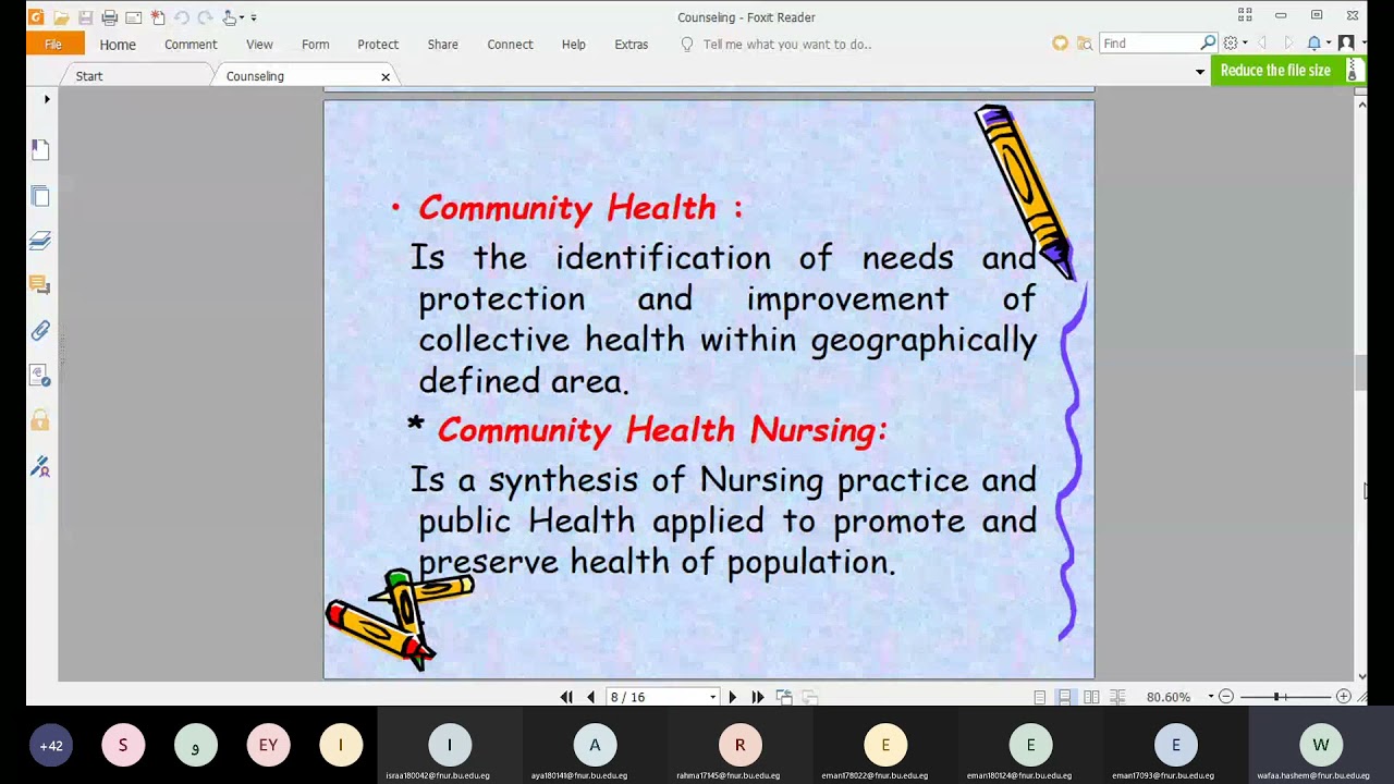 محاضره تمر يض صحه المجتمع  بعنوان overview of community health nursing  د.وفاء عطا الفرقه الرابعه