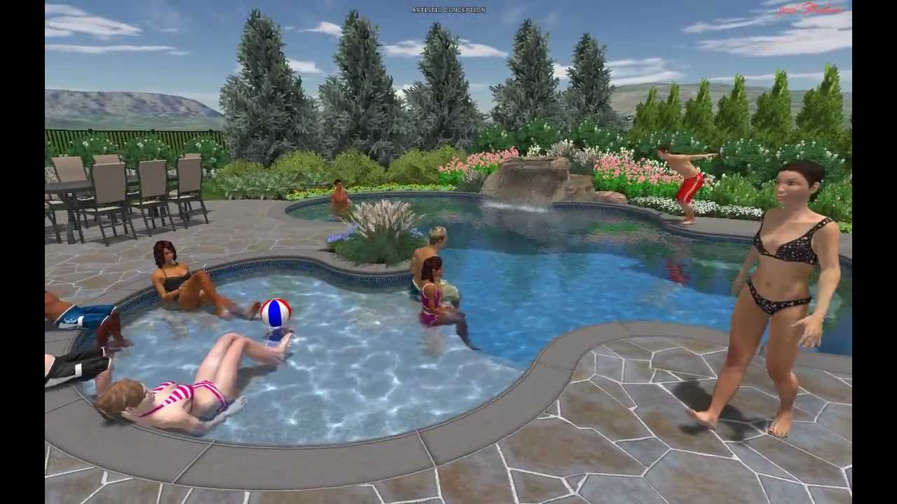 Paramus Residence Swimming Pool w/ Waterfalls YouTube