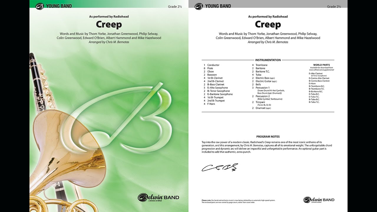 Creep, arr. Chris M. Bernotas – Score & Sound