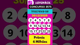 resultado da lotofacil concurso 3575 terca feira 30 12 2025