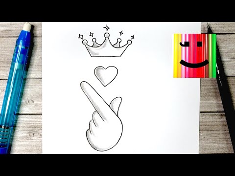 Видео: Comment Dessiner un Coeur Coréen avec une Couronne - Tutoriel de Dessin