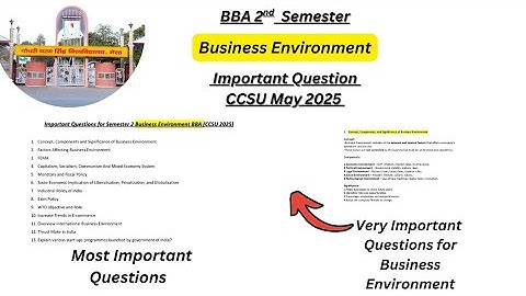Important Questions of Business Environment 2nd Semester BBA #ccsu #exampreparation