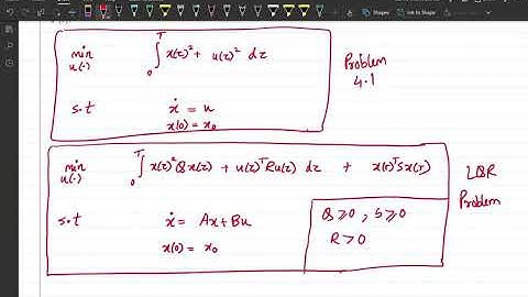 Problem 4.1: Riccati Differential equation for a toy Linear Quadratic Regulator Problem