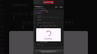 Best C++ pattern program tutorial video || 💯🧠 #youtubeshorts #coding #codewriter07 #programming