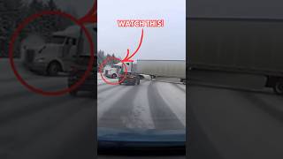 Tire Blowout Sends Semi-Truck Jackknifing on Icy Highway