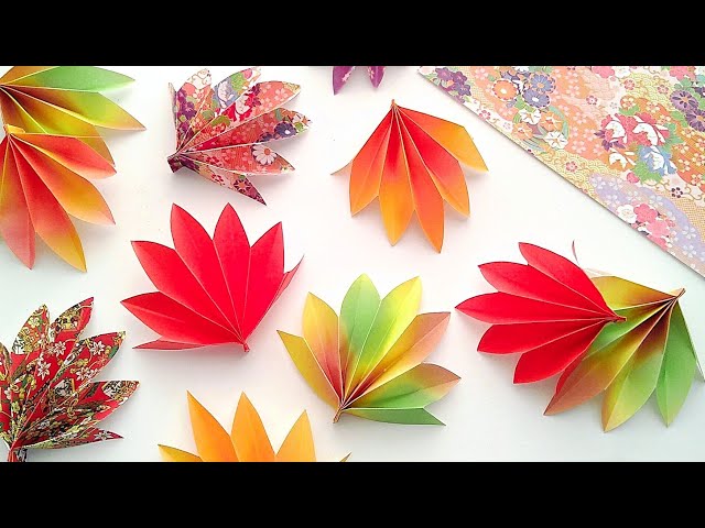 簡単✨折り紙】紅葉🍁楓の作り方【オシャレ】秋の壁面飾り🍂落ち葉