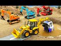 Police car jcb excavator construction vehicles catch thief  toy for kids