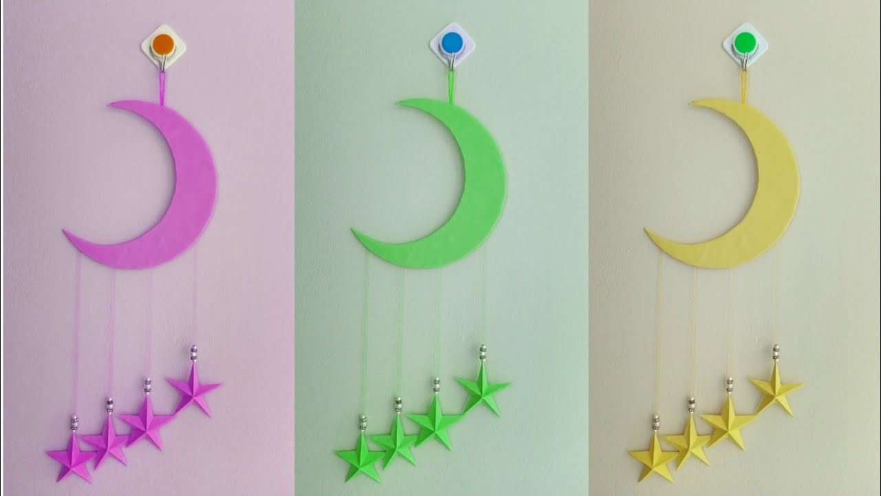 Easy and Quick Paper Moon Star Wall Hanging Ideas / Moon Wall decor ...
