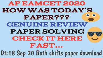 #EAMCET2020Paper ||Review ||Paper Solving Tricks || Easily Gain 80+ Tomorrow exam ||