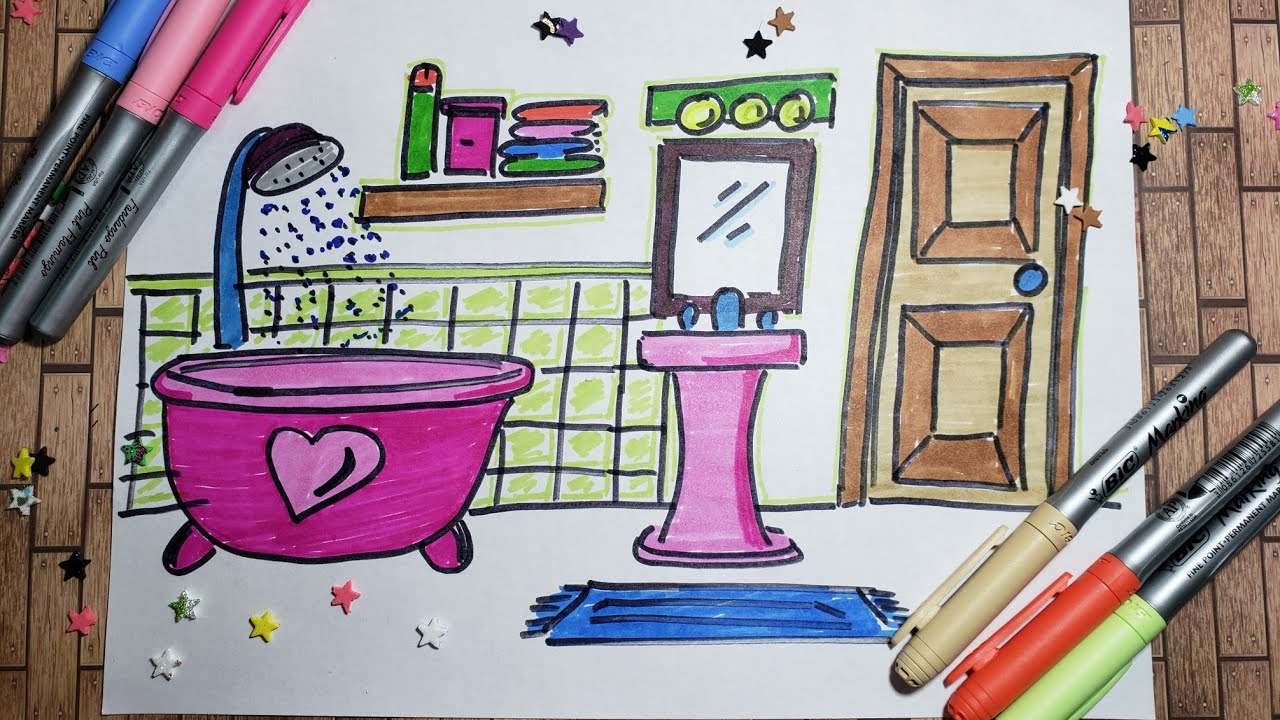 Bathroom & Moring Routine Draw & paint Como dibujar un baño facil - thptnganamst.edu.vn