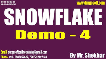 SNOWFLAKE tutorials || Demo - 4 || by Mr. Shekhar On 09-12-2024 @7AM IST