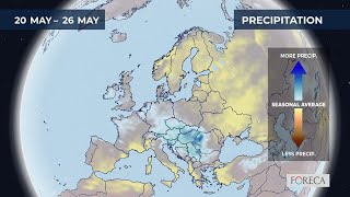 Monthly precipitation forecast for Europe 14/5/2024
