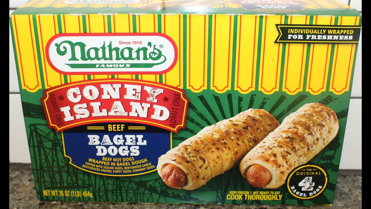 Nathan’s Famous Coney Island Beef Bagel Dogs Review - YouTube