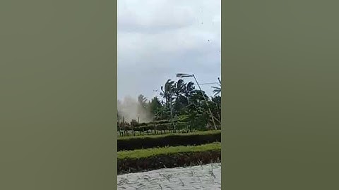 Detik detik angin puting beliung menerjang di tengah sawah