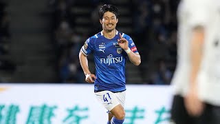宮城からパス受けた旗手がヒールでマイナスへ落とすと、家長 昭博がフェイントでDFをかわし左足を振り抜く！低く鋭いシュートがサイドネットを揺らし、川崎Ｆが追加点を獲得【第28節のピックアップゴール】