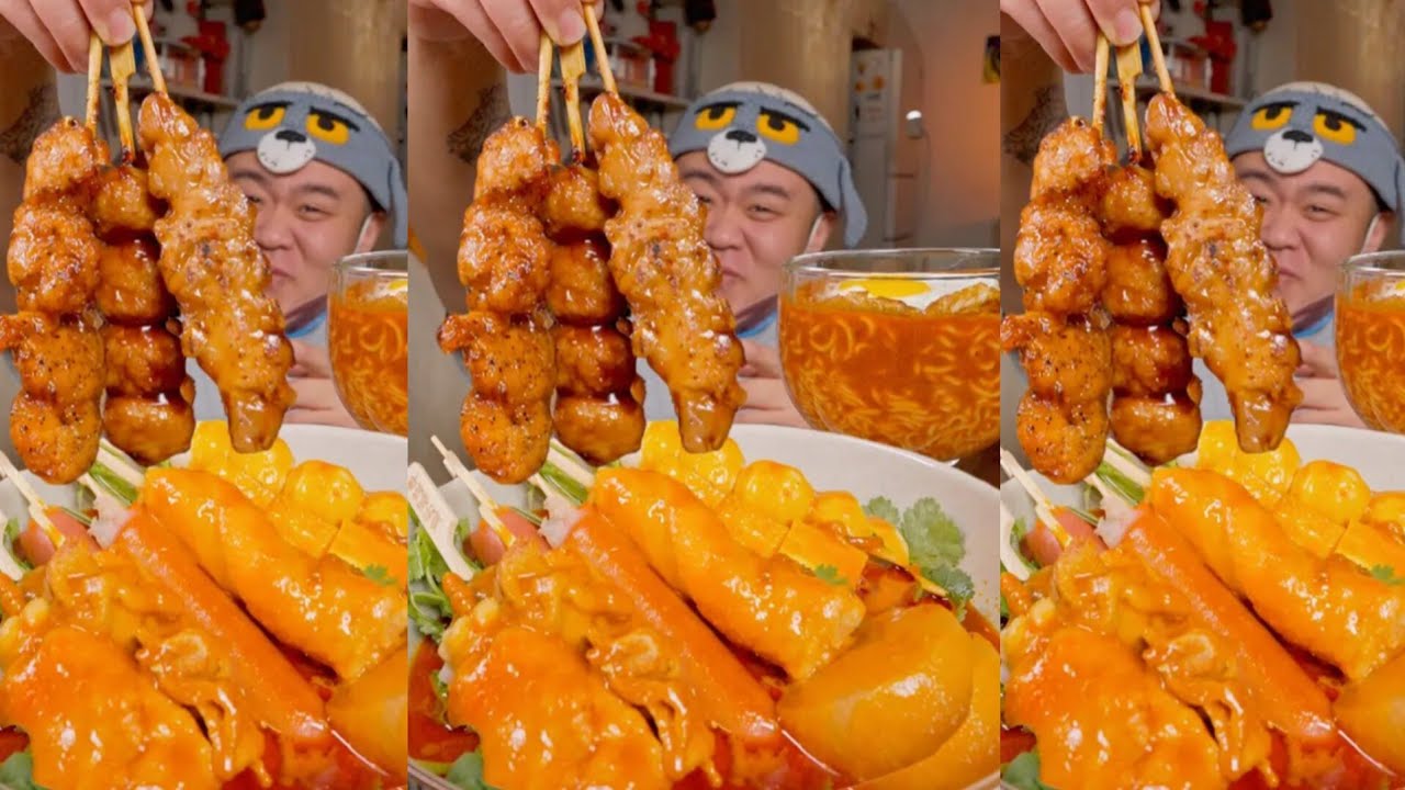 TomCat Fatty, Eating MUKBANG YUMMY Food ASMR 🔥☺️ Sesame sauce oden with grilled skewers and soft