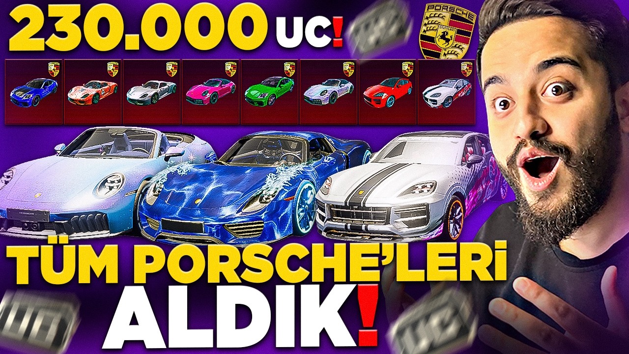 TÜM PORSCHELERİ 230.000 UC YE ALDIK! EFSANE ŞAHESER PORSCHE! PUBG Mobile