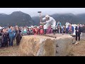 Amazing fastest stone splitting technique  incredible modern marble mining heavy equipment machines