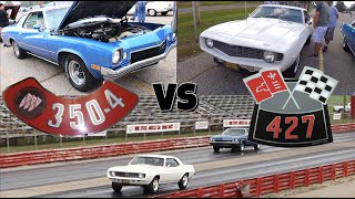 1969 Chevrolet COPO Camaro 427 vs 1973 Buick Century - PURE STOCK DRAG RACE (single heads up)