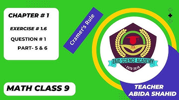 9th Class | Math Matrices and Determinants | Exercise 1.6 | Question 1 | Zaid Science Academy